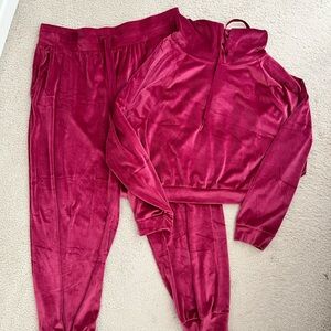 Victoria's Secret ON POINT Ribbed Velour 2-piece set Hoodie Joggers Sz XL